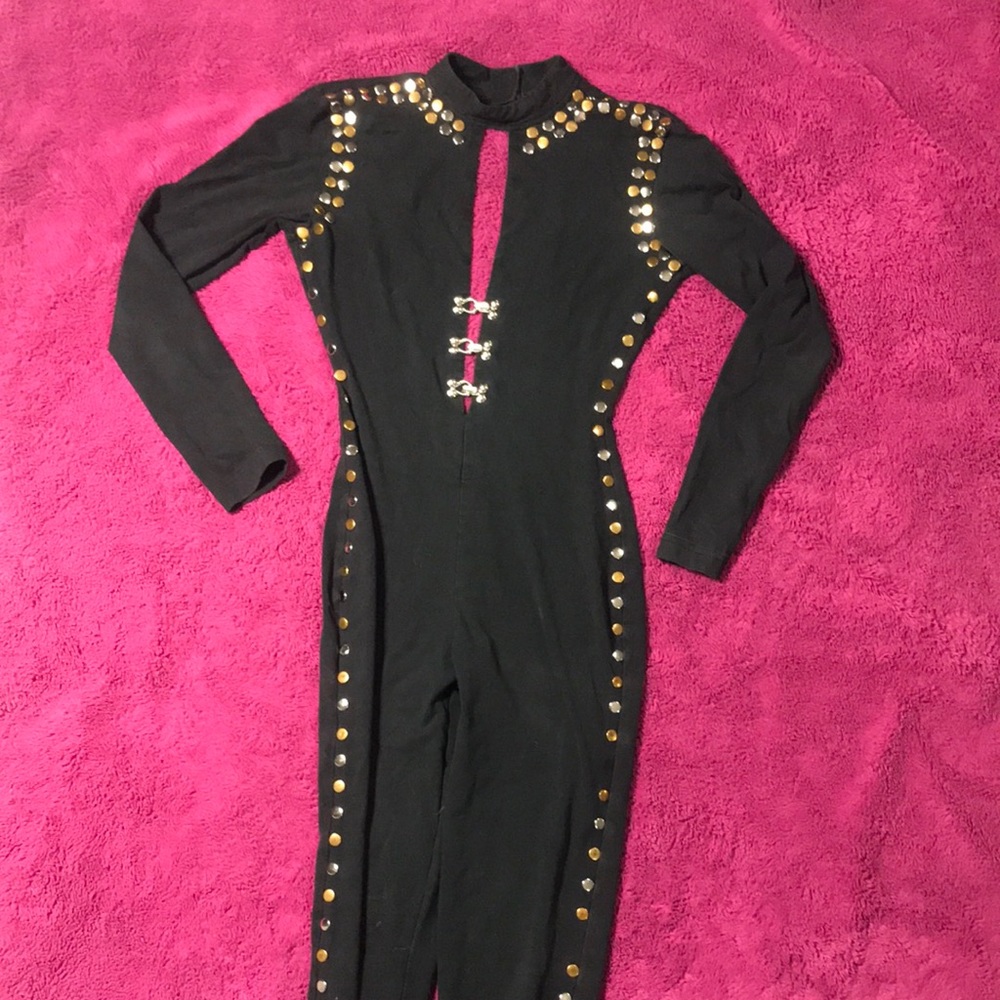 Long studded open back jumpsuit